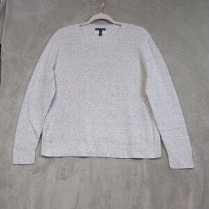 Eileen Fisher Organic Cotton Blend Sweater Ecru Gray Speckled Sweater Size L